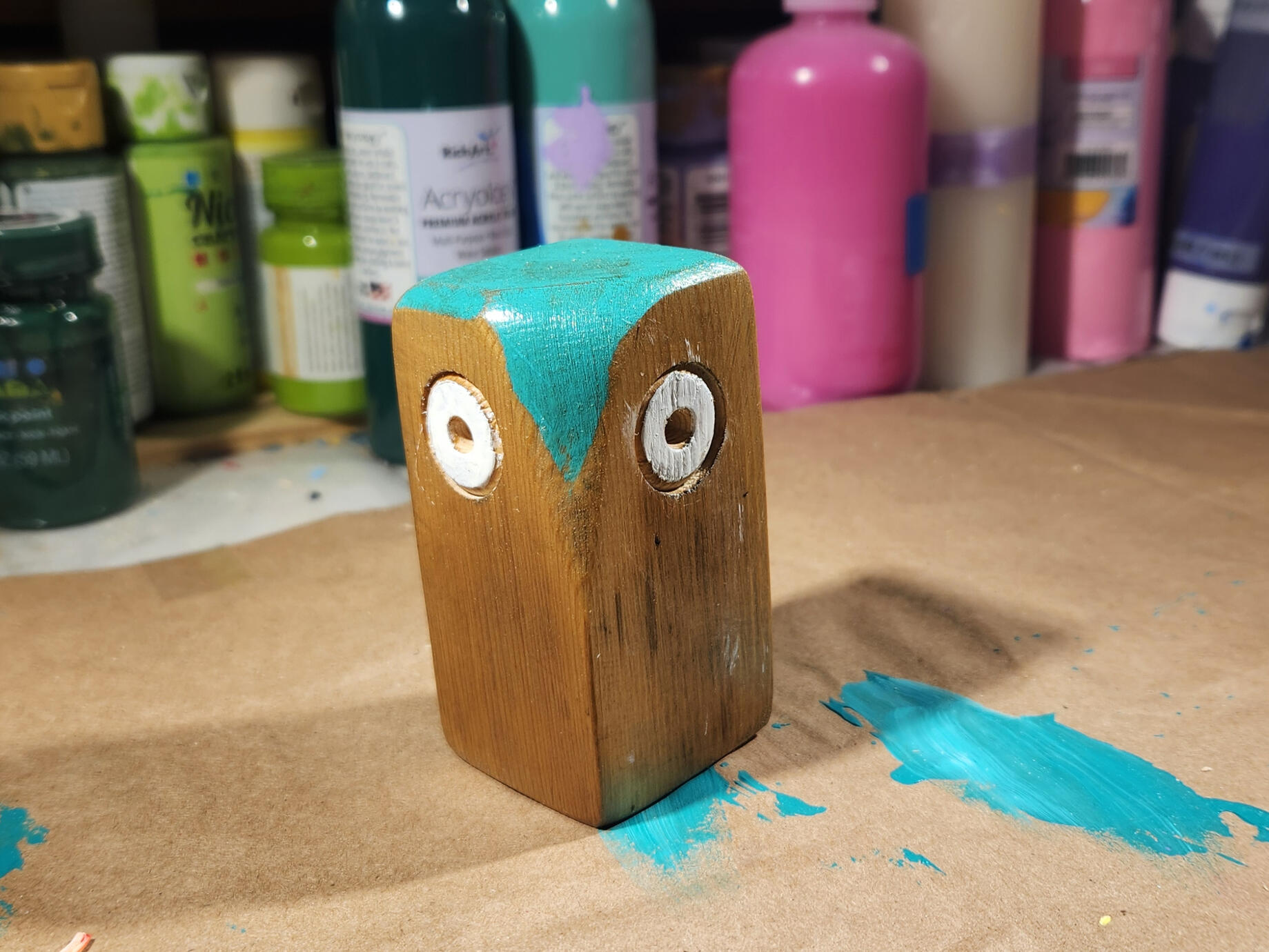 Owl1 - Acrylic on recovered wood.
